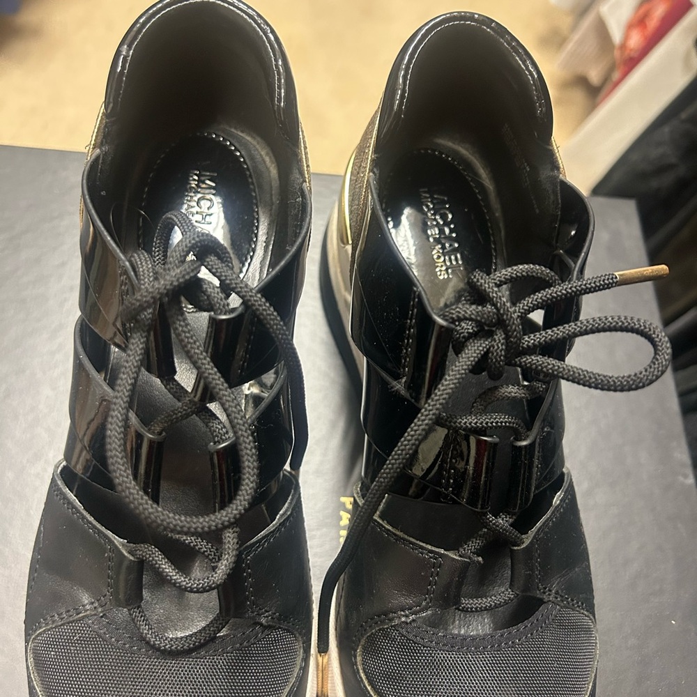 Michael Kors Black and Gold Sneakers